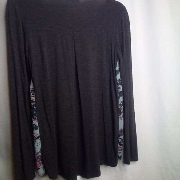 Maurices Blouse Women S Long Sleeve Beading Floral Blue Gray - Picture 5 of 15
